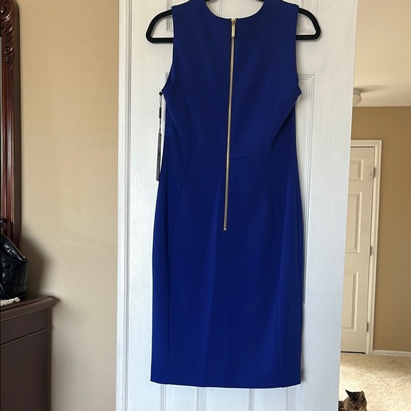 Calvin Klein Royal Blue Sleeveless Sheath Midi Dress Sz 8 - Picture 5 of 5